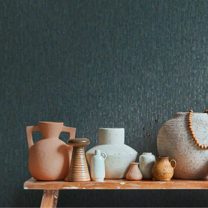 Strukturtapete mit 3D-Effekt Blau Braun – Vliestapete modern - WA465677