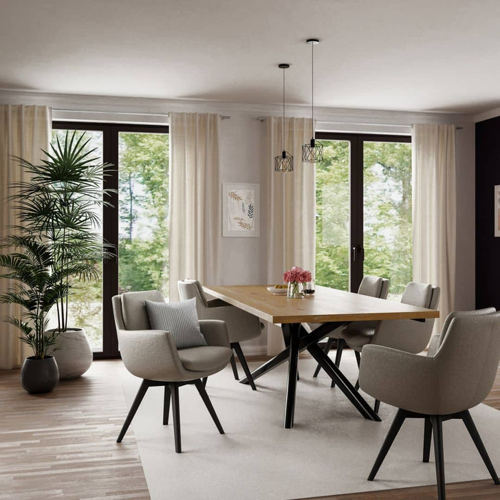 Vorhang blickdicht - Schlaufenschal mit Linienmuster - Gardine beige - WA475015