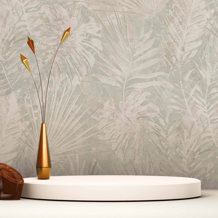 Dschungeltapete PVC-Frei - Palmen-Tapete von A.S. Création Grau Beige Weiss 386384 - WA395574