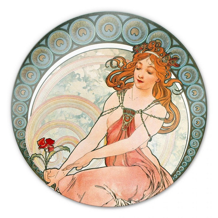 Glasbild Mucha - Die Malerei - rund - WA125787