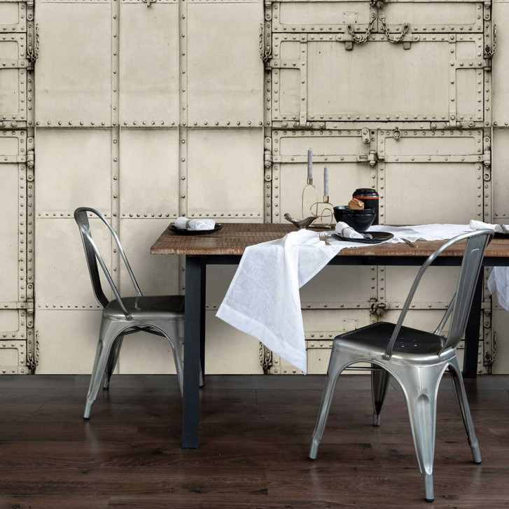 Industrie-Style Fototapete - Metallic Platten Look in Grau - WA386136