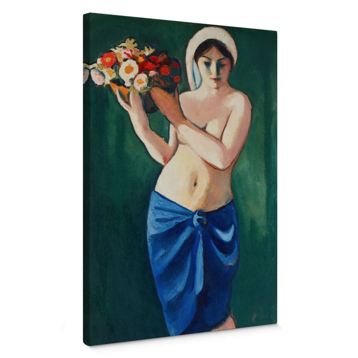 Leinwandbild Macke - Frau eine Blumenschale tragend - WA369484
