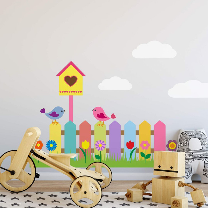 Wandsticker Gezwitscher am Gartenzaun - WA200511