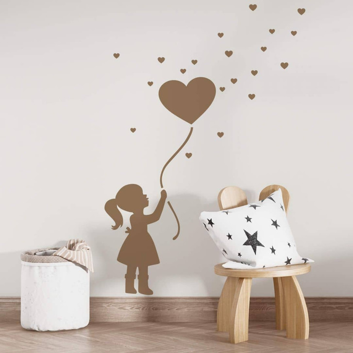 Wandtattoo Kleines Mädchen mit Herzluftballon - WA391893