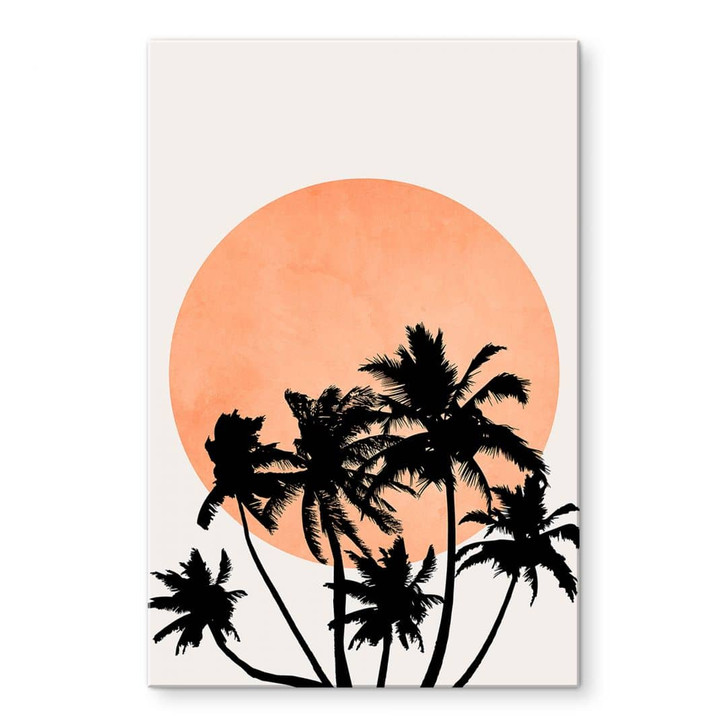 Acrylglasbild Palmen vor der orangen Sonne - Kubistika - WA393023
