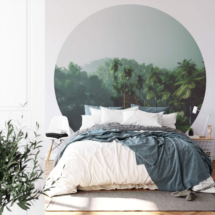 Fototapete Hängebrücke im Dschungel - Rund - Selbstklebend/Vlies - WA299327