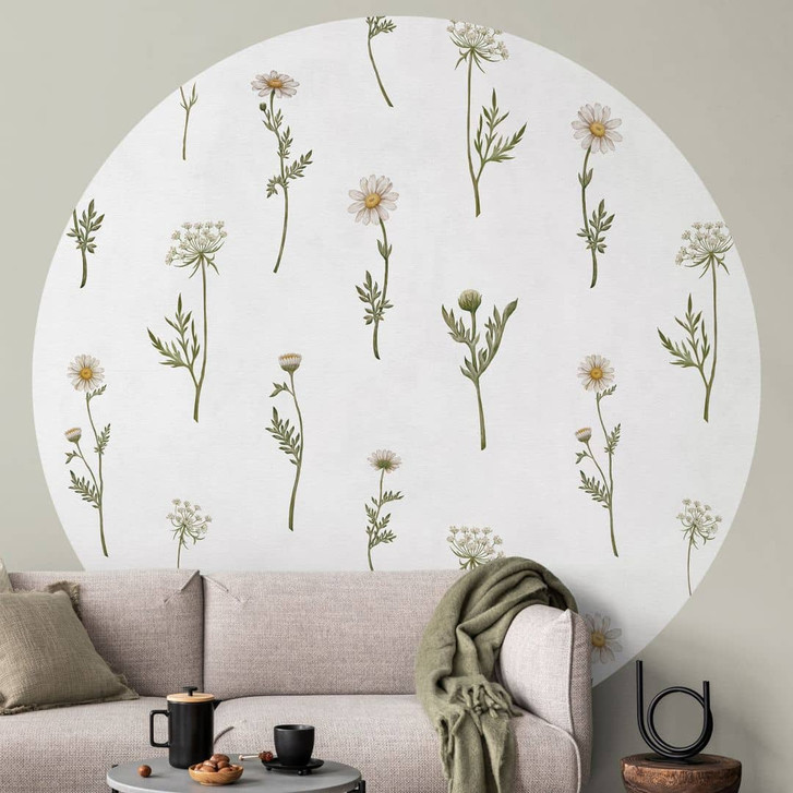 Fototapete Wiesenromantik mit Feldblumen - Kikki Belle - Rund - Selbstklebend/Vlies - WA471012