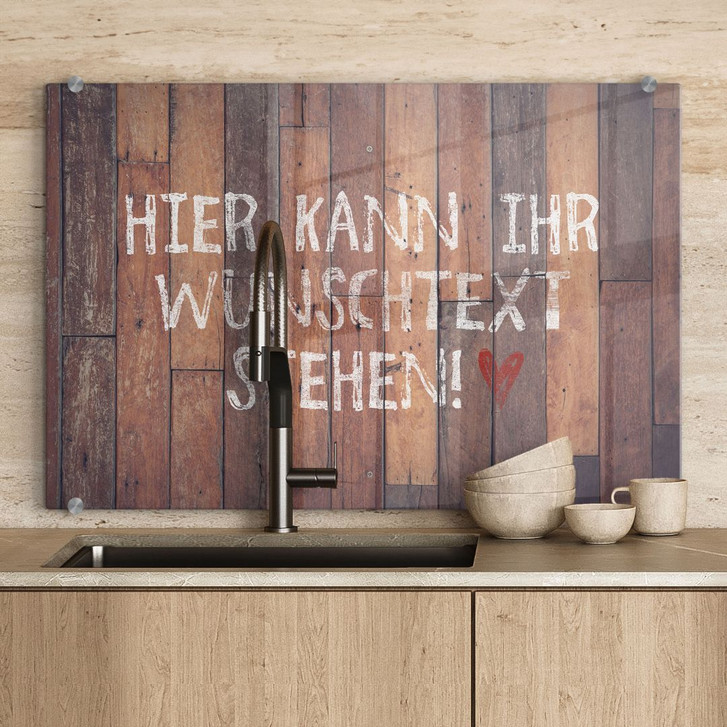 Spritzschutz Used Wood & Wunschtext - WA179640