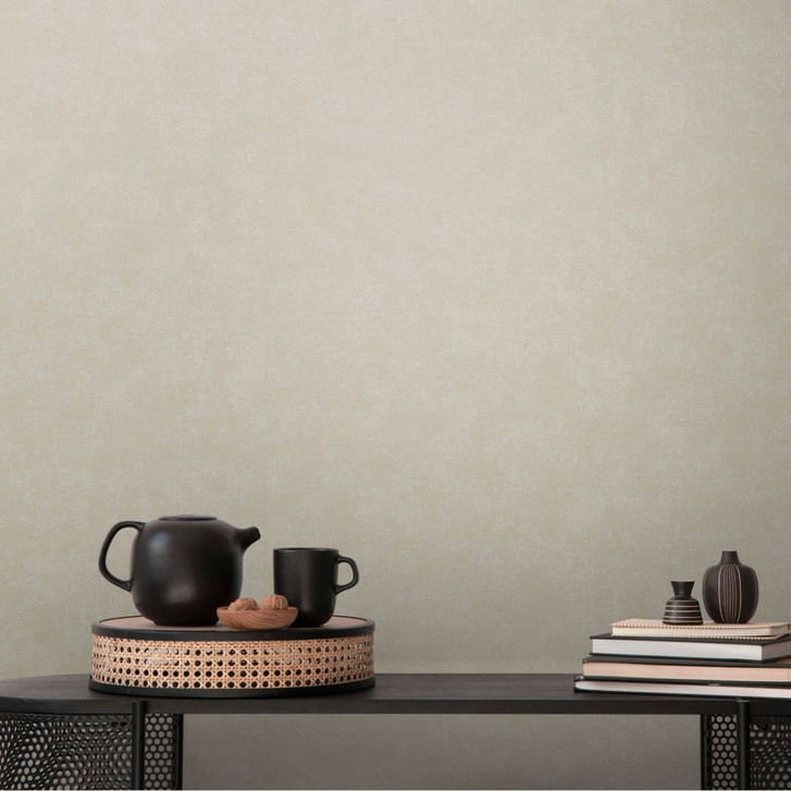 Unitapete mit Textil-Optik Beige – Einfarbige Tapete strukturiert – Vliestapete - WA506728