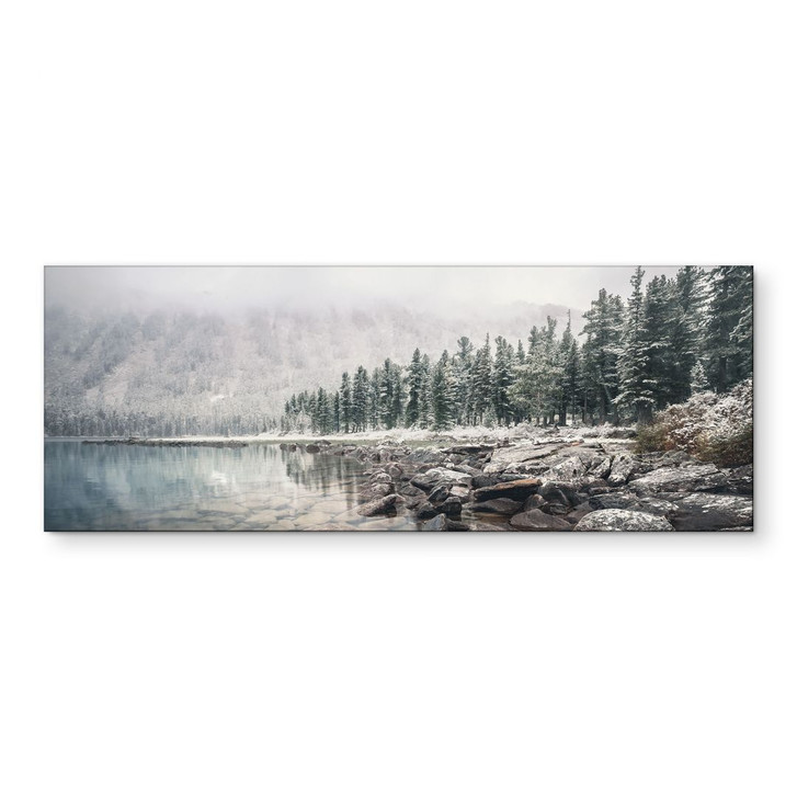 Wandbild Winterwald am See - Rostovskiy - Alu-Dibond Panorama - WA491378