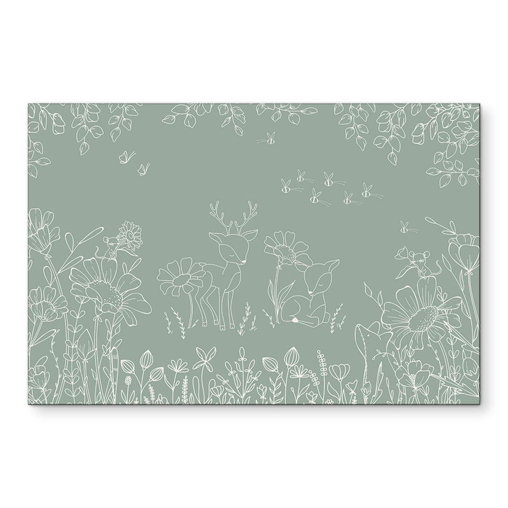 Wandbild Zwei Rehe auf der Blumenwiese - Oliver Robins - Alu-Dibond - WA517325
