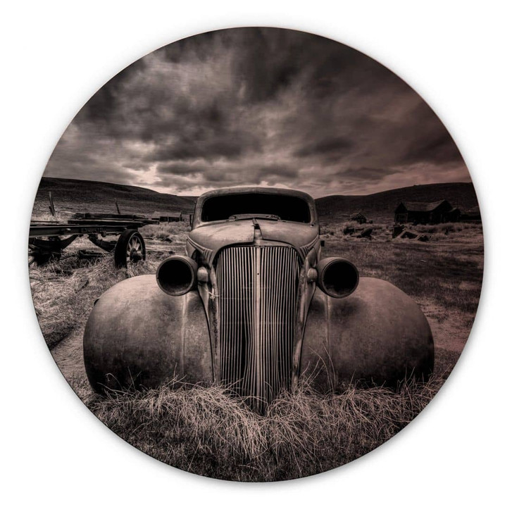 Alu-Dibond Bild mit Kupfereffekt Schlipf - Zu alt zum Fahren - Rund - WA314077