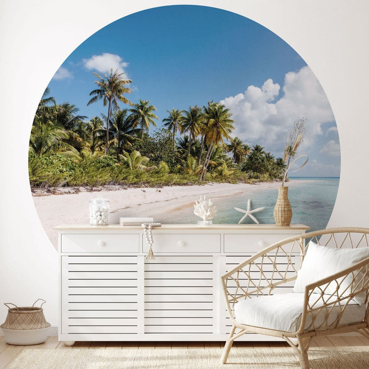 Fototapete Tropical - Palmenstrand in der Südsee - Colombo - Rund - Selbstklebend/Vlies - WA471404