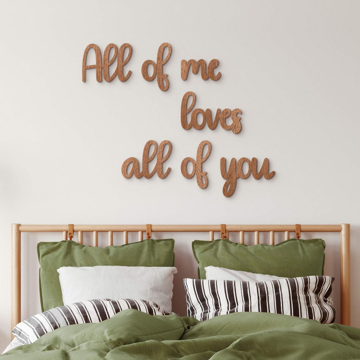 Holzdeko Mahagoni - 3D-Schriftzug All of me loves all of you - WA355885