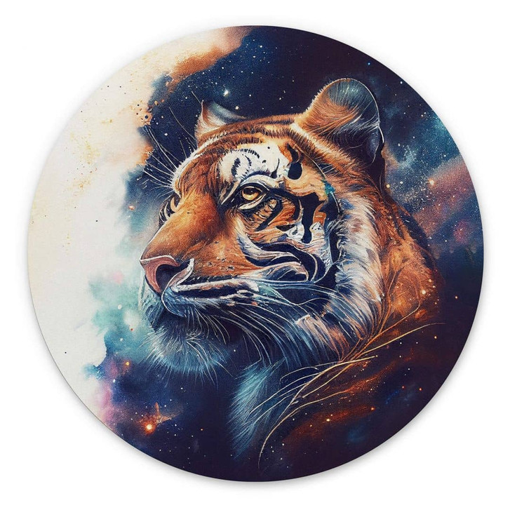 Rundes Wandbild Heine - Tiger im Sternenhimmel - Alu-Dibond - WA394493