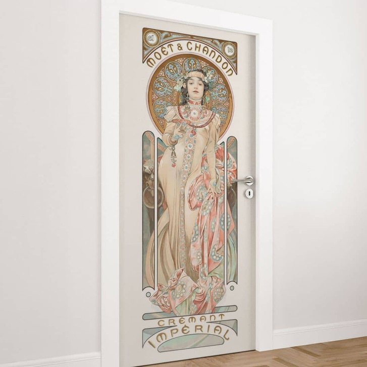Türfolie Moët and Chandon Dry Imperial - Mucha - Selbstklebende Türdeko - WA510079