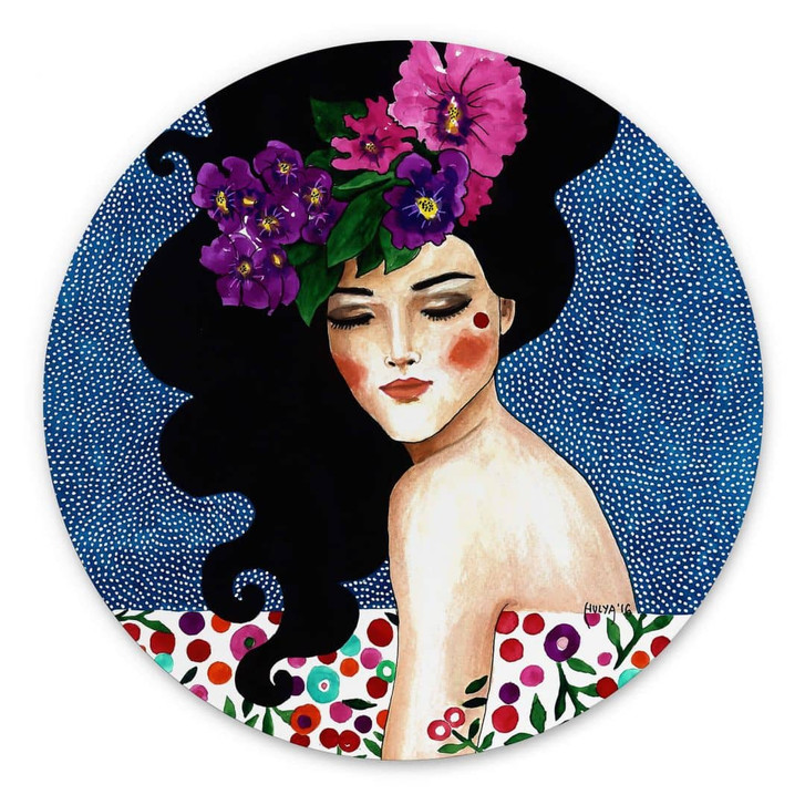 Wandbild Porträt - Flüsterndes Herz - Alu-Dibond Rund - Hülya - WA395374