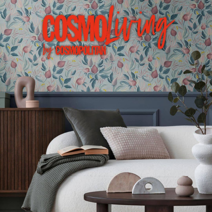 COSMOPOLITAN Designer Tapete floral Hellblau Rosa - Schlafzimmer Vliestapete - WA480206