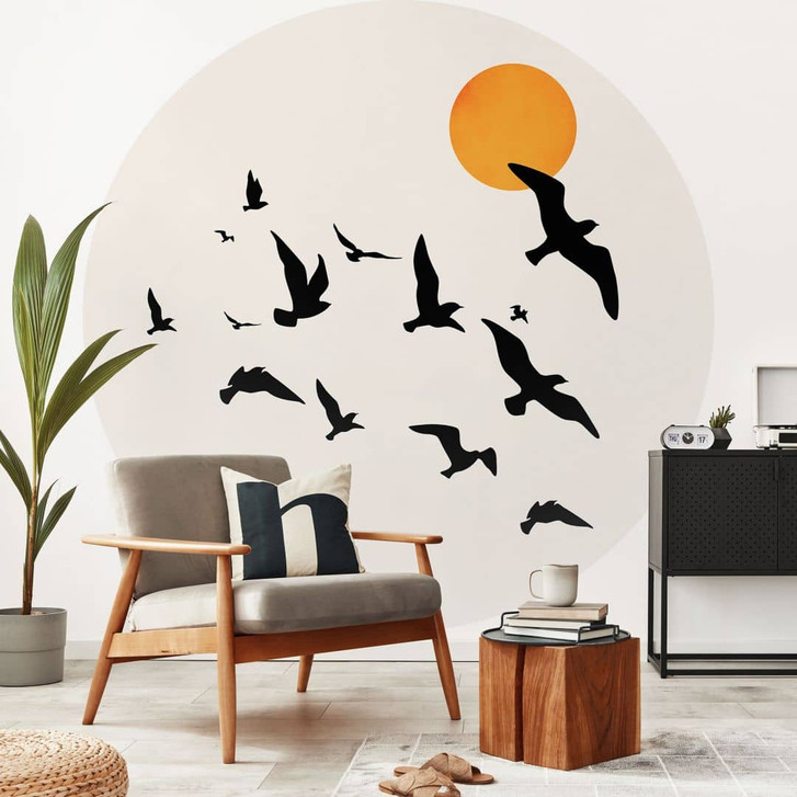 Fototapete Zugvögel auf dem Weg in den Süden - Kubistika - Rund - Selbstklebend/Vlies - WA469796