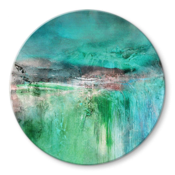 Glasbild Grüne Fantasielandschaft - Schmucker - Rund - WA507560