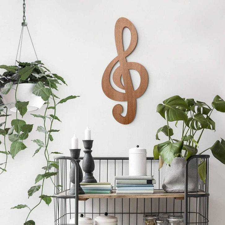 Holzdeko Mahagoni - Notenschlüssel - WA327079