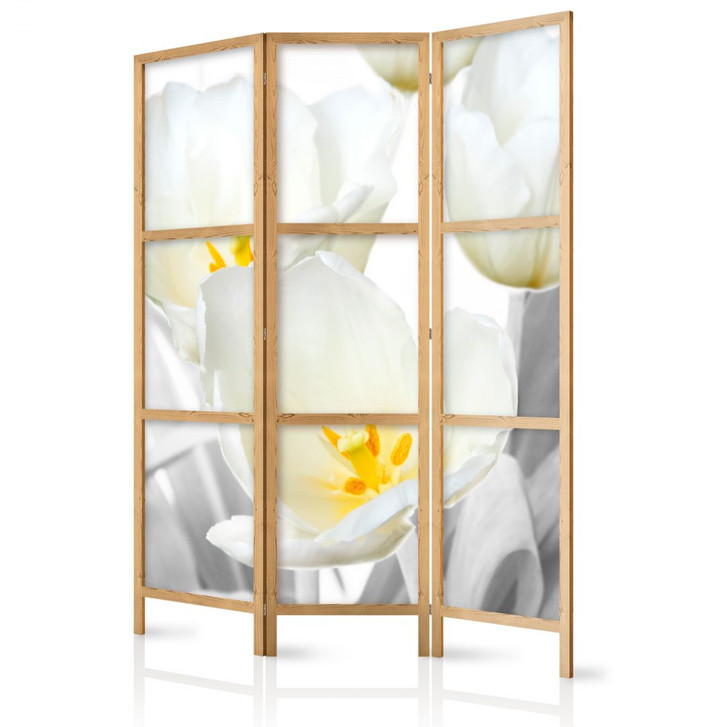 Japanischer Paravent, Raumteiler freistehend, Trennwand - Glänzende Tulpen - WA455296
