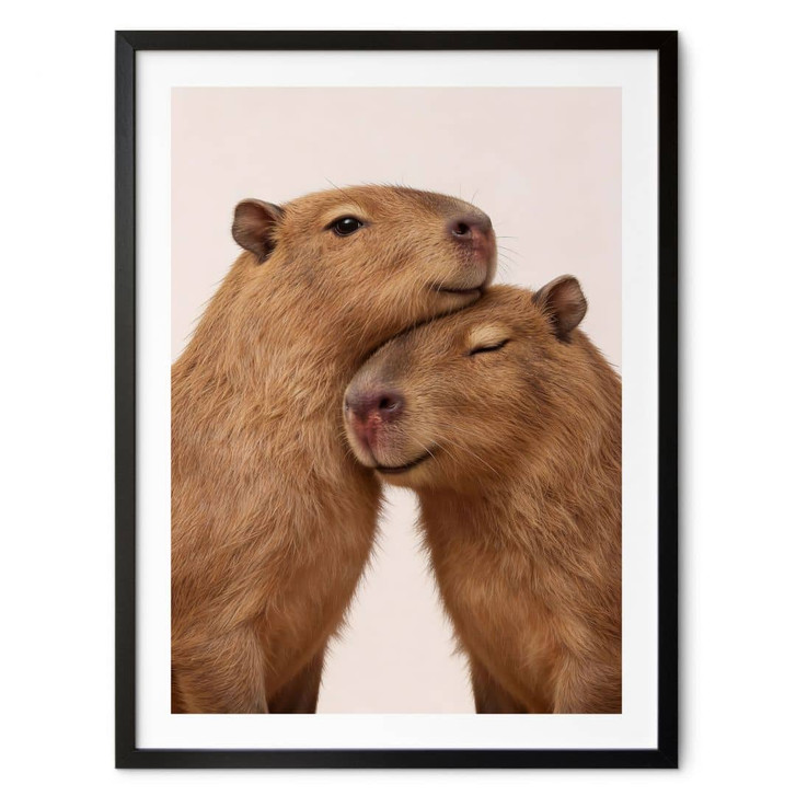 Poster Kuschelndes Capybara-Pärchen - WA499464