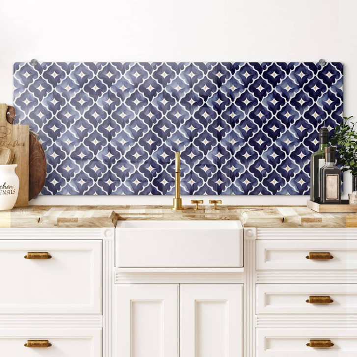 Spritzschutz Aquarell Blumen blau - Treechild - Panorama - WA429064