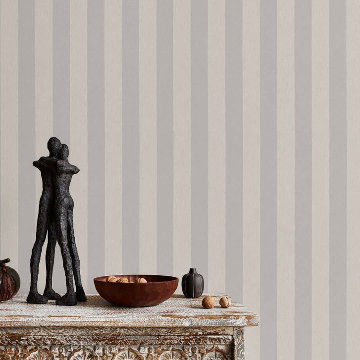 Streifentapete, Vliestapete Erismann Versailles taupe, silber - WA397442