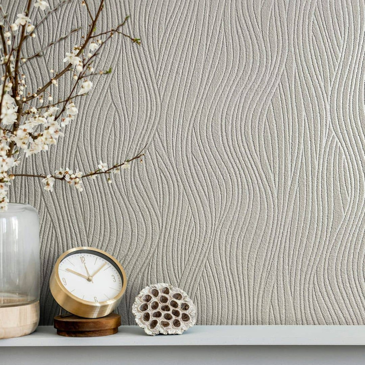 Vliestapete in 3D-Streifenoptik beige Streifen - WA446367