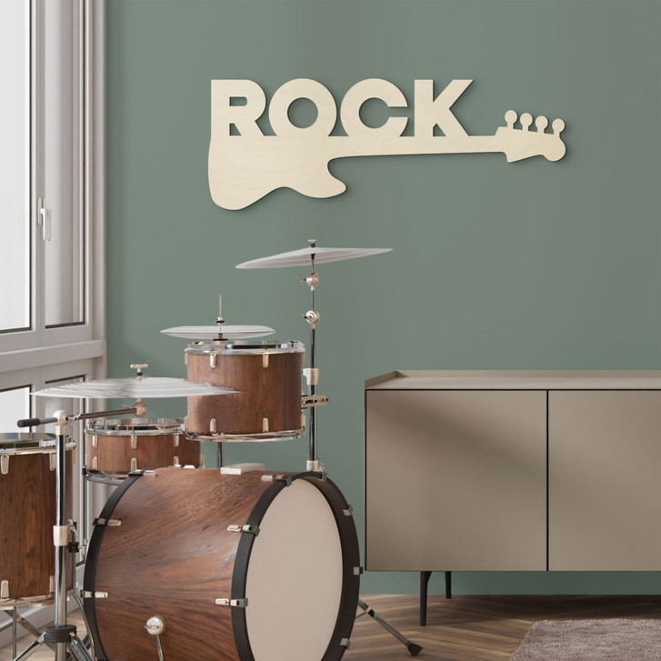 Wanddeko Gitarre Rock - Holzdeko Pappel - WA402170