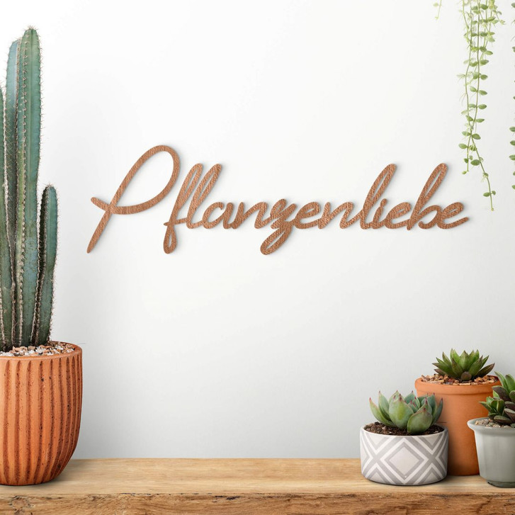 3D Holz Schriftzug Pflanzenliebe - Mahagoni - WA401980