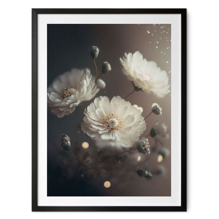 Blumen-Poster Weisse Blumen mit Goldstaub - Treechild - WA498814