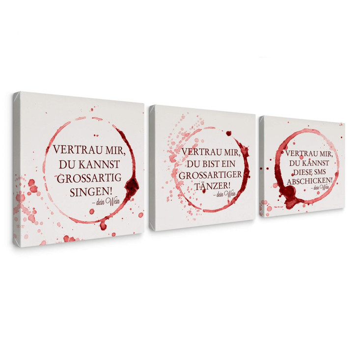 Leinwandbild Vertrau mir, dein Wein - quadratisch (3-teilig) - WA146449