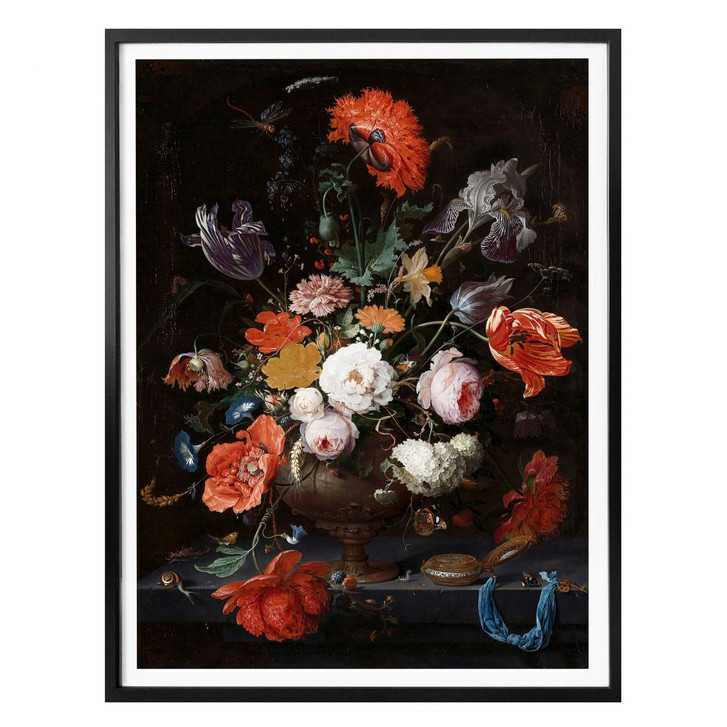 Poster Mignon - Stillleben mit Blumen und einer Uhr - WA281999