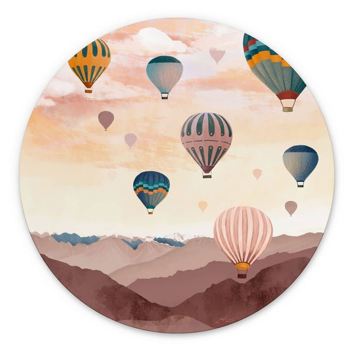 Wandbild Hoch hinaus mit den Heissluftballons - Goed Blauw - Alu-Dibond Rund - WA464639