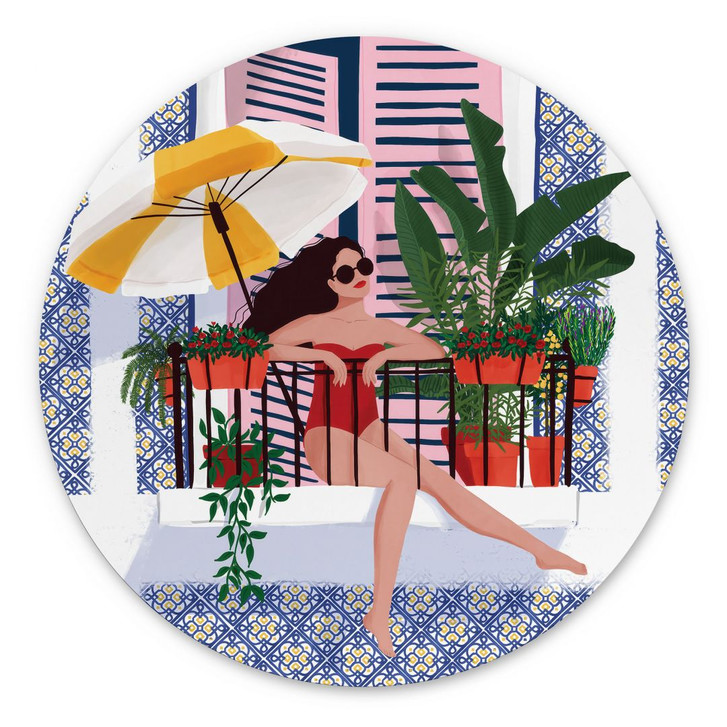 Wandbild Urlaub auf dem Balkon - Tomljanovic - Alu-Dibond Rund - WA458324