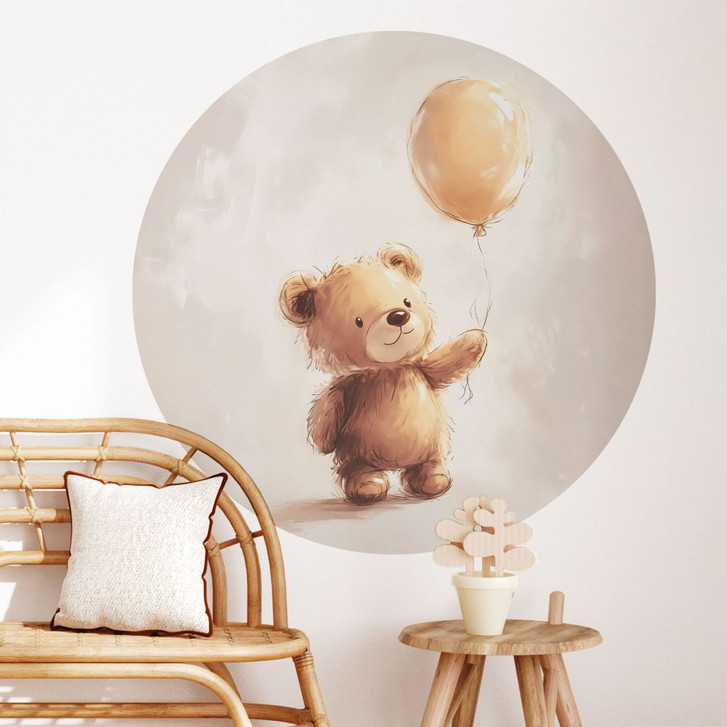 Babyzimmer Wandtattoo Kleiner Teddybär mit Luftballon - Magnusson - Rund - WA437424