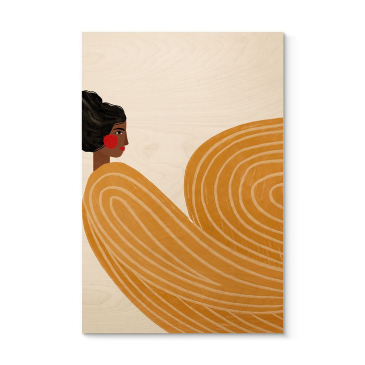 Holzbild Frau mit gelbem Wirbel - Müller - WA495593