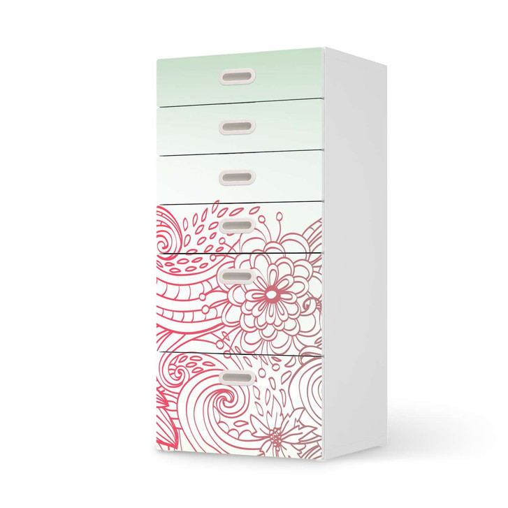Klebefolie IKEA Stuva / Fritids Kommode - 6 Schubladen - Floral Doodle - CR110183