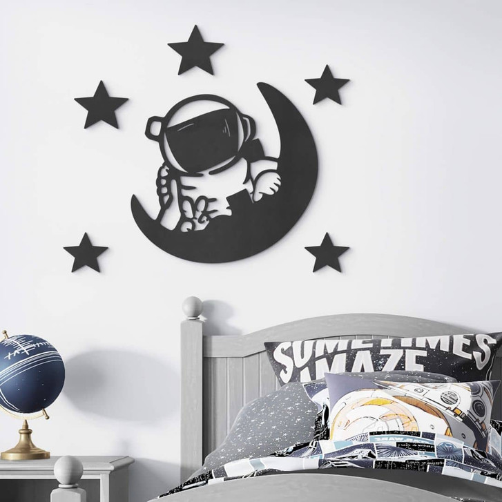 MDF-Deko Kinderzimmer - Kleiner Astronaut mit Mond und Sternen - WA405719
