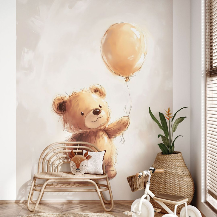 Fototapete für das Kinderzimmer - Kleiner Teddybär mit Luftballon - Magnusson - WA436938