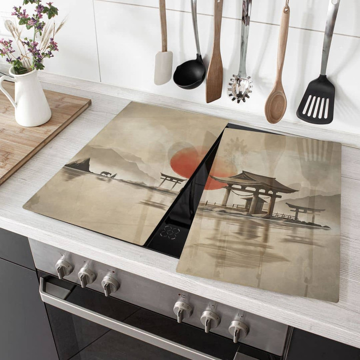 Herdabdeckplatte Japanischer Tempel im Sonnenaufgang - Roze - WA443919