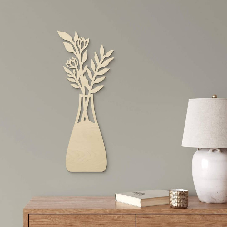 Holz Blumendeko - Strauss in Vase - Pappelholz - WA353326