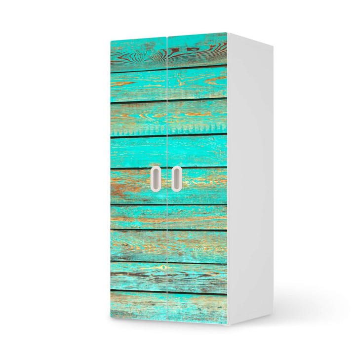 Möbelfolie IKEA Stuva / Fritids Schrank - 2 grosse Türen - Wooden Aqua - CR117907