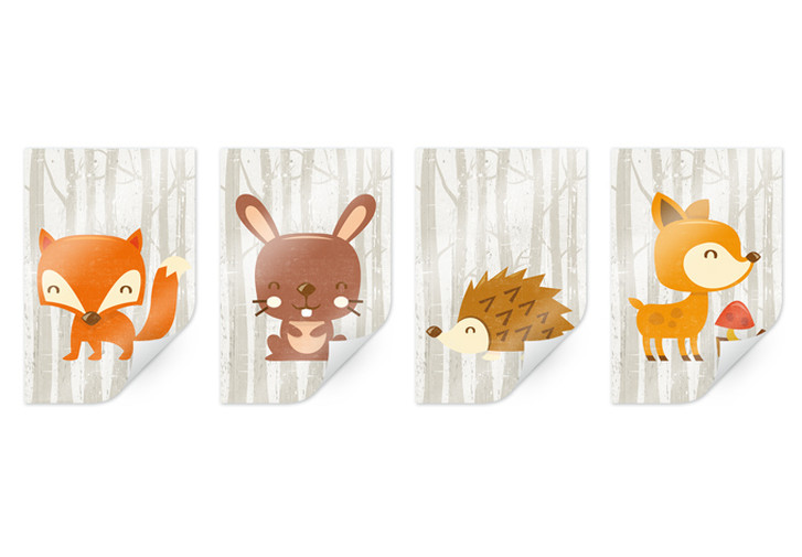Poster Waldtiere-Set (4-teilig) - WA168106