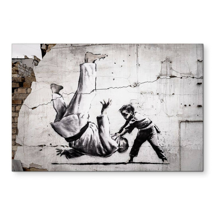 Wandbild Banksy in der Ukraine - Ein kleiner Judoka - Alu-Dibond - WA422389