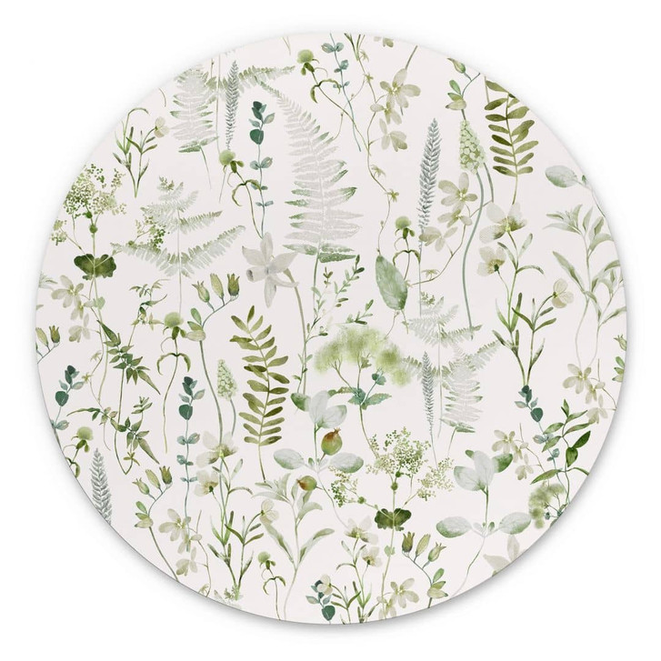 Wandbild Kräuter und Wildblumen - UN Designs - Alu-Dibond - Rund - WA395037