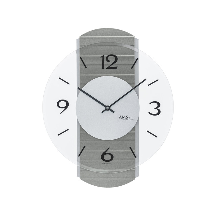 Wanduhr Holzgehäuse mit Aluminium-Auflagen - UG100557