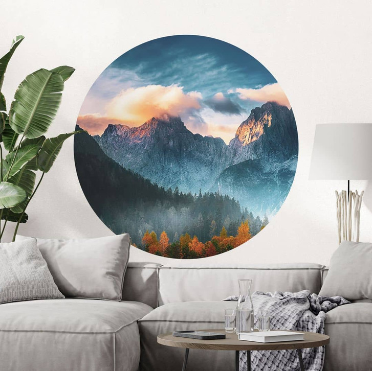 Berg Wandtattoo - Herbstliche Landschaft am Gipfel Triglav in den Julischen Alpen - Rund - WA433773